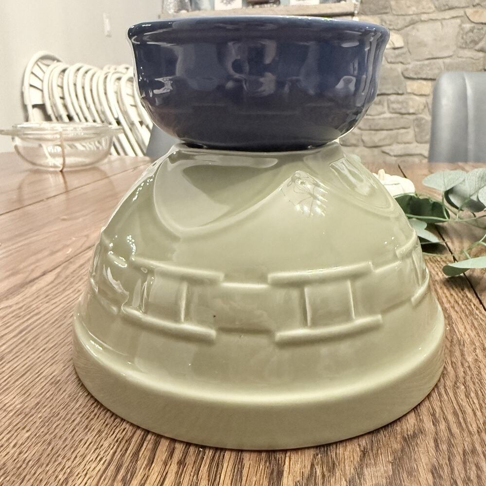 Longaberger Woven Traditions Sage Blue Bowl Set 8" & 5.25" EUC E - Picture 2 of 9